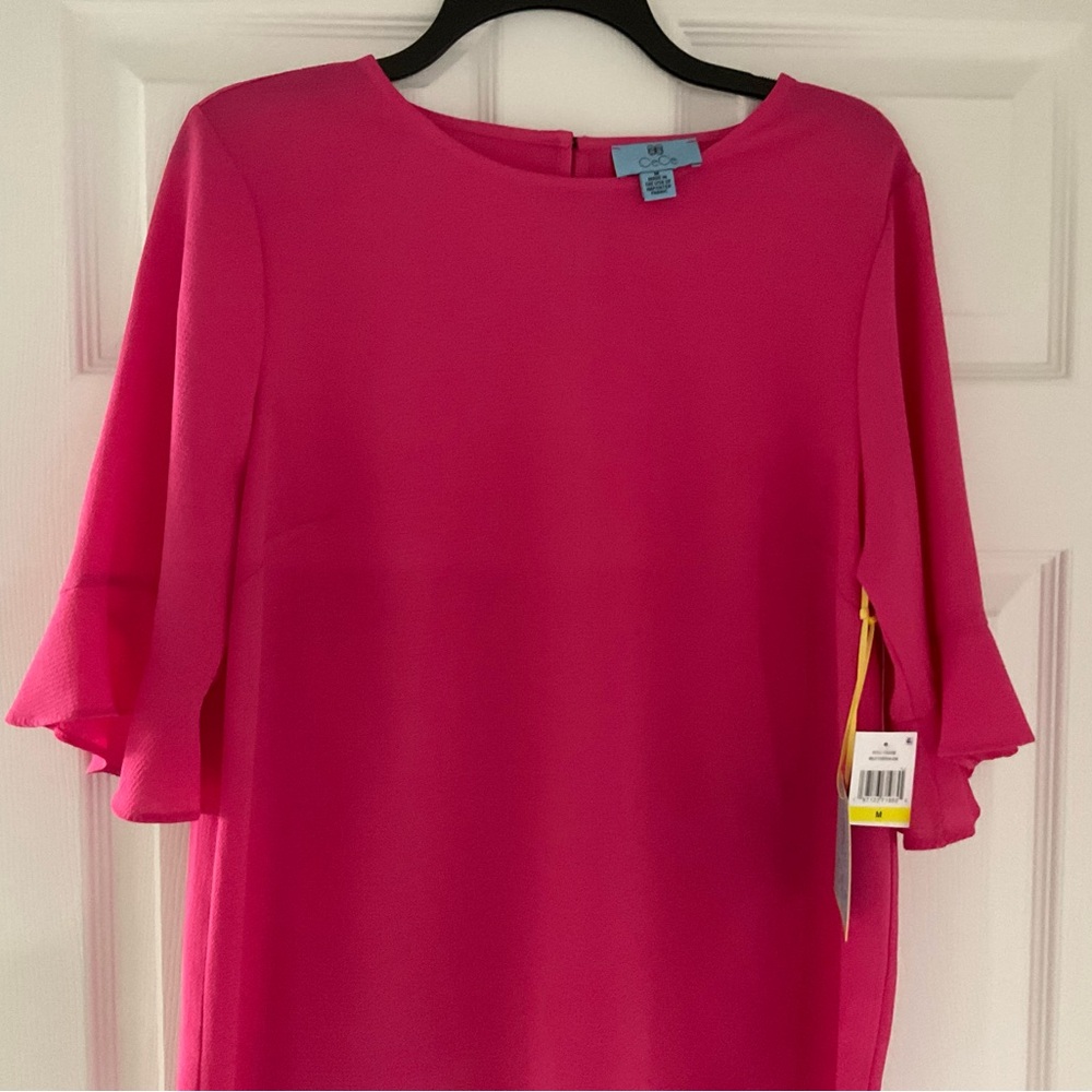 Bright Pink Ruffle Sleeve top